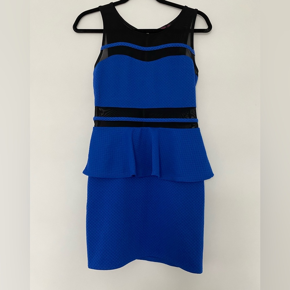 Like new royal blue and black peplum dress